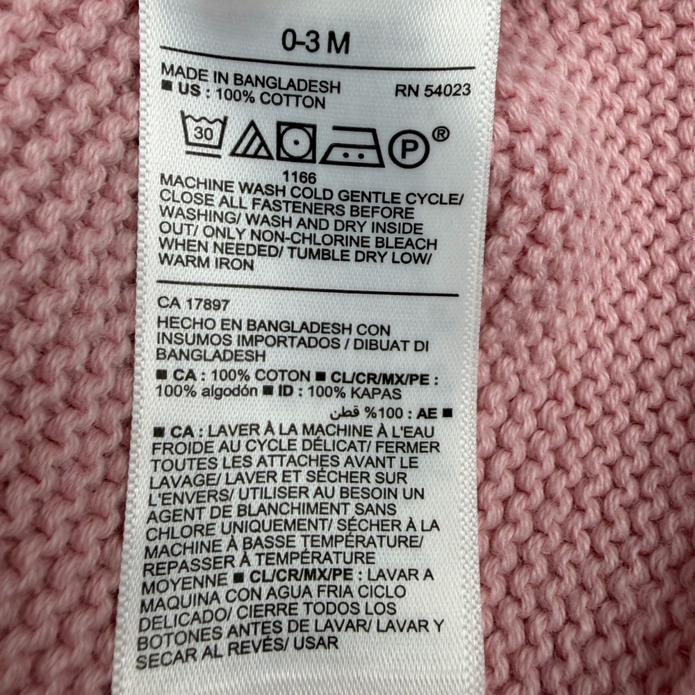 Old Navy Baby Girl 0–3M Hooded Knit Sweater Blush Pink Cotton w/ Buttons NWOT - Picture 13 of 13